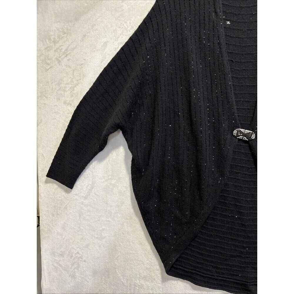 Ralph Lauren Black Label Cardigan Beaded Sweater Art Deco Clasp Women's Large